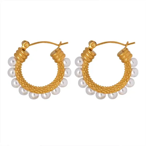 FXET44 Xiaoxiang imitation pearl C -shaped earrings earrings