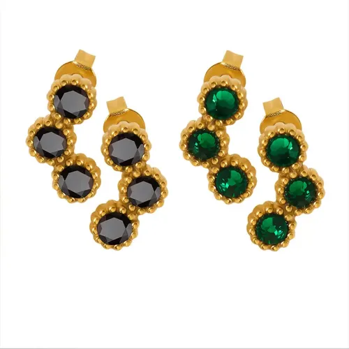 FXET112 Inlaid golden earrings gold -plated earrings