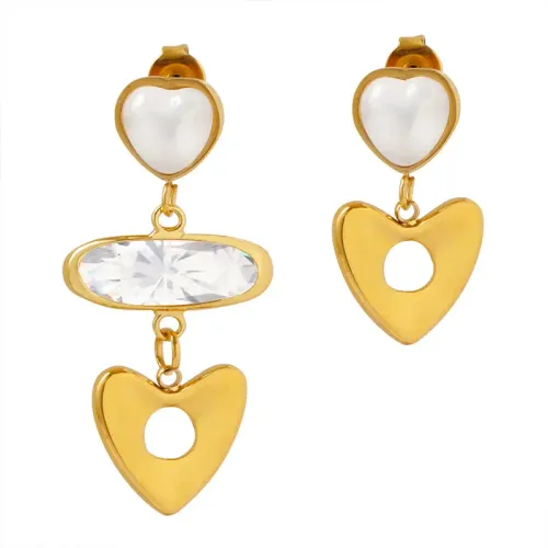 FXET452 Geometric asymmetric earrings 18K gold plated earrings