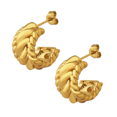FXET641 C-shaped thread earrings gold-plated stud earrings women's jewelry wholesale