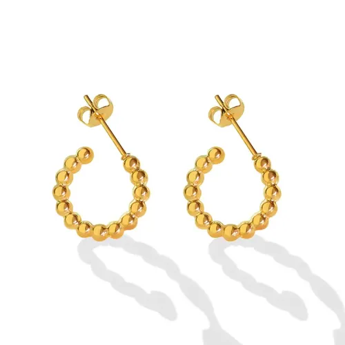 FXET319 Jewelry ballpoint stitching C -shaped earrings plated 18K real gold earrings