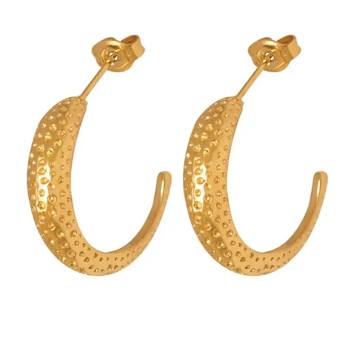 FXET585 Earrings Women's Earrings Irregular Forged Pattern Earrings Plated 18K Gold Earrings