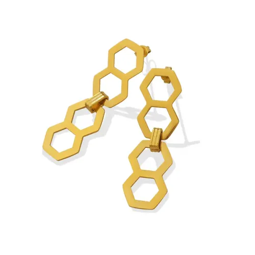 FXET499 Stainless steel geometric splicing tassel long earrings plated with 18K real gold earrings