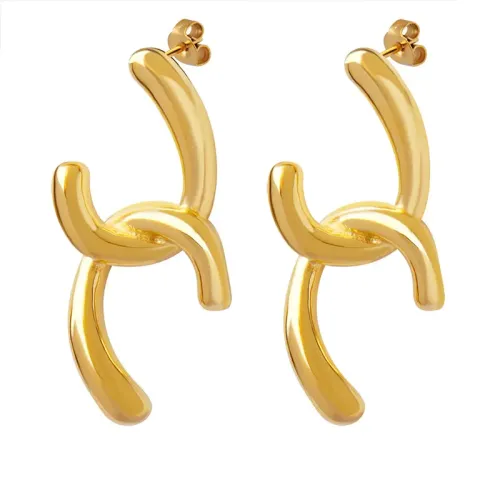FXET164 Accessories plated 18K gold geometric stitching earrings earrings