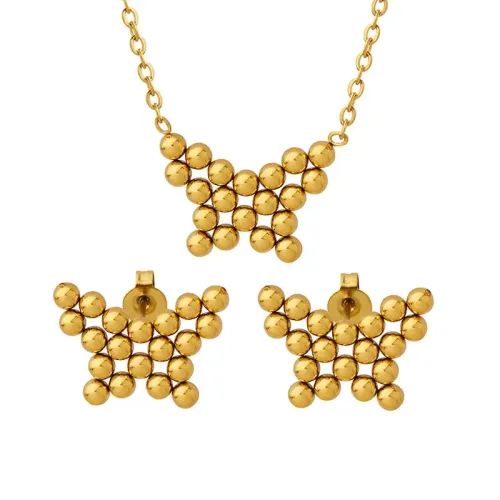 FXET727 Small beads handmade butterfly earrings necklace gold-plated jewelry set