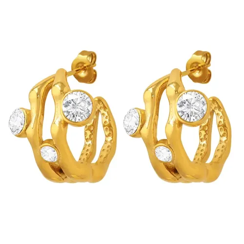 FXET442 Hong Kong women's zircon inlaid geometric earrings for women