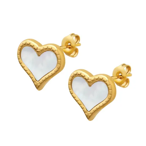 FXET409 Jewelry white sea shell peach heart love earrings for women 18K gold plated earrings