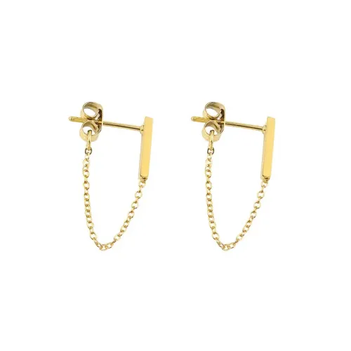 FXET201 Long -strip chain Fracus earrings Earrings Little jewelry plated 18K gold foue color
