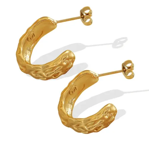 FXET347 Heavy Industry Forging C -shaped earrings plated 18K gold ear decoration accessories