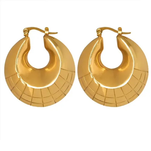 FXET436 Generous U-shaped hollow geometric earrings 18K gold-plated stainless steel earrings
