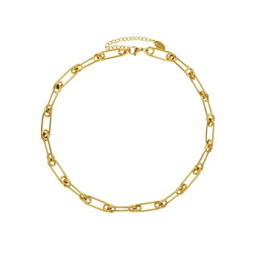 FXET752 Paper clip pin chain choker necklace 18k gold bracelet earrings