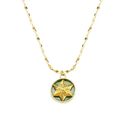 FXET722 Eight Star Necklace Accessories Green Jade Raw Stone Earrings Jewelry Set Couple Necklace