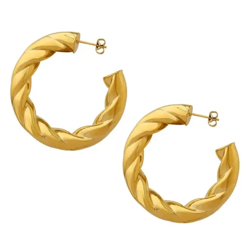 FXET367 Quality empty heart C -shaped round face showing thin earrings twist shape jewelry women
