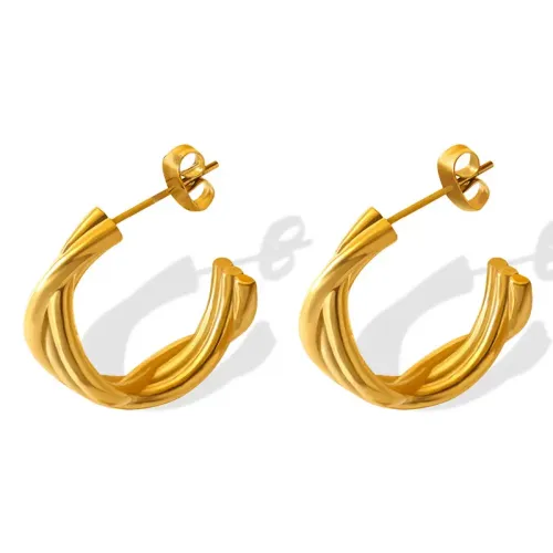 FXET489 C-shaped twisted wire earrings wholesale