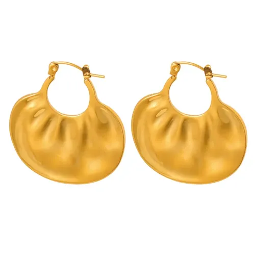 FXET597 Geometric 18K gold plated handbag shaped wrinkled earrings