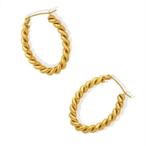 FXET685 Jewelry geometric U-shaped twist earrings stainless steel gold-plated ear buckles