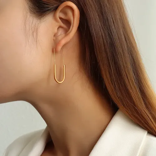 FXET62 Long -stitched needle ear -hanging earrings placed 18K real gold insured