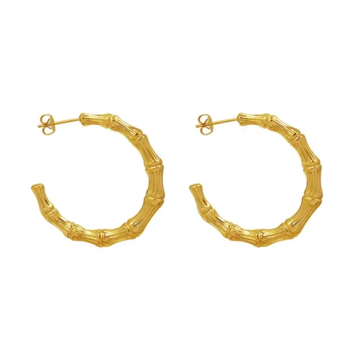 FXET359 Geometric shaped bamboo earrings plating 18K gold ear decoration