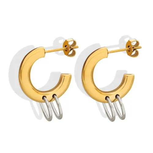 FXET654 Interlocking earrings for women gold-plated stud earrings accessories