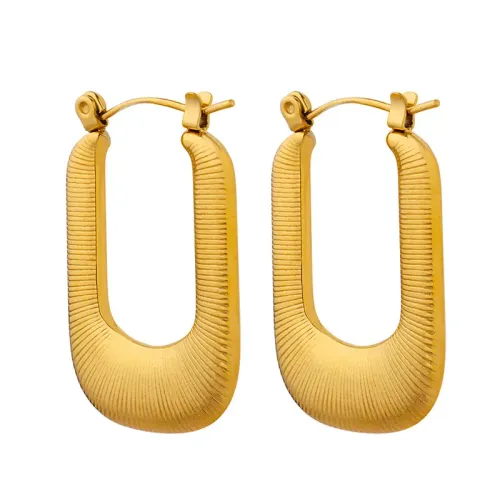 FXET117 Hip -hop plating 18K gold U -shaped earrings U -shaped stripe ear decoration