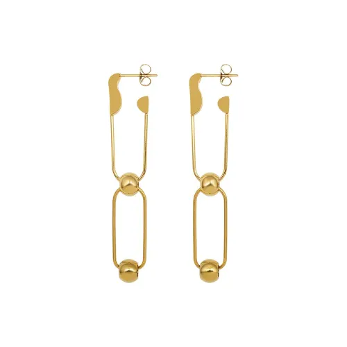 FXET365 Jewelry back -shaped needle spherical steel ball earrings 18K gold earrings earrings