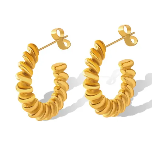 FXET352 Wholesale gold -plated C -shaped threading twist earrings jewelry