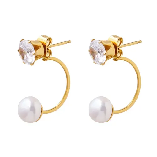 FXET150 Wantan Shining Pearl Conduction C -shaped earrings Earrings Jewelry