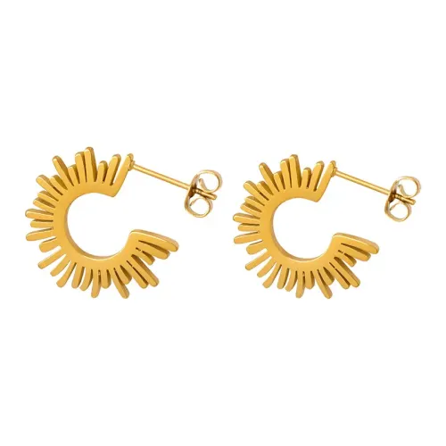 FXET441 Punk gear-shaped earrings plated with 18K gold and do not fade