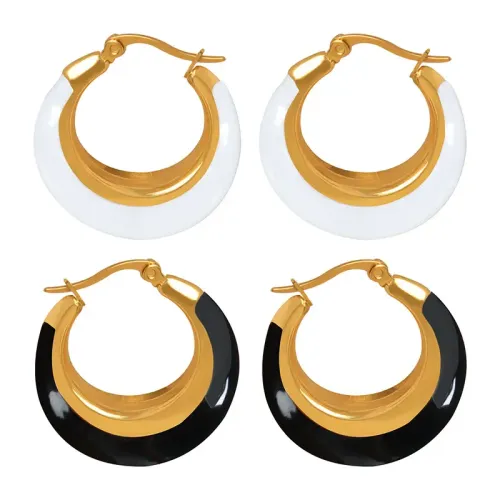 FXET86 Big black and white ticking earrings banquet earrings in the circle
