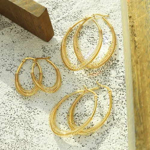 FXET495 Spring U-shaped earrings for women non-fading 18K real gold plated earrings