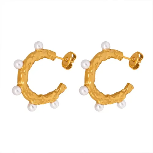 FXET577 Romantic Imitation Pearl Gentle and Pleasant C-shaped Earrings