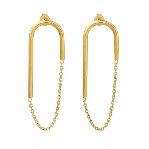 FXET536 Chain U-shaped stud earrings for women 18k gold plated earrings