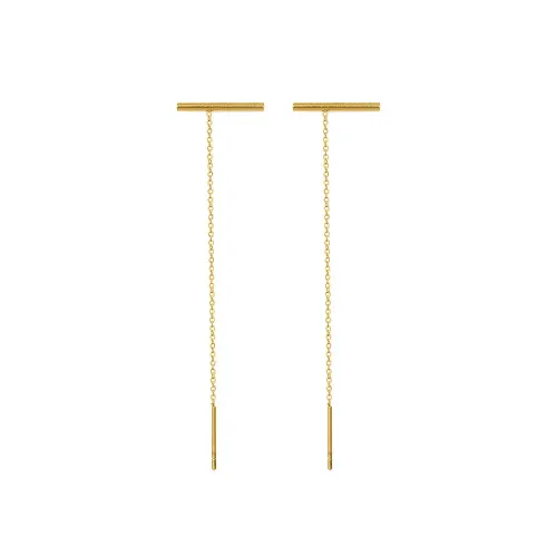 FXET404 Grid one -word line earrings 18k gold ear decoration s