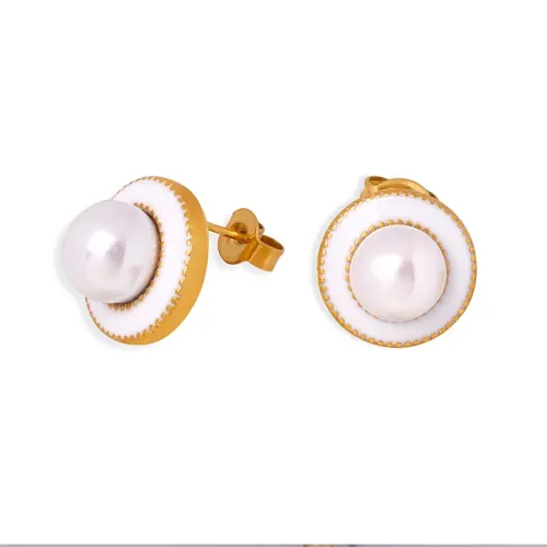FXET130 Embed glass bead earrings