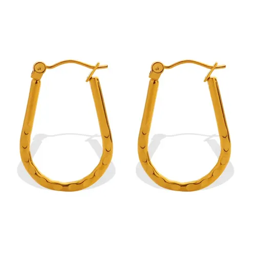 FXET649 Embossed U-shaped earrings 18K gold plated earrings for women