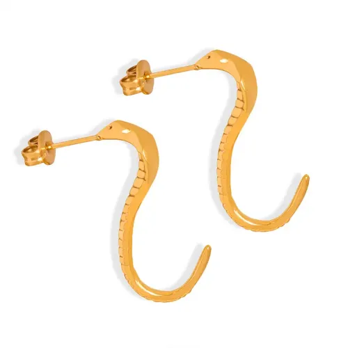 FXET385 Smart pattern spiritual snake -shaped gold -plated earrings