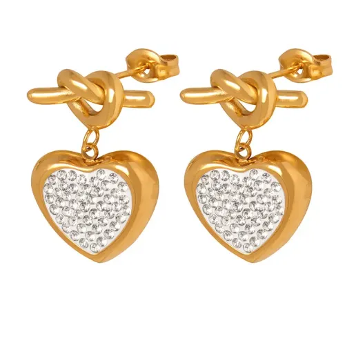 FXET589 Three-dimensional heart-set diamond earrings
