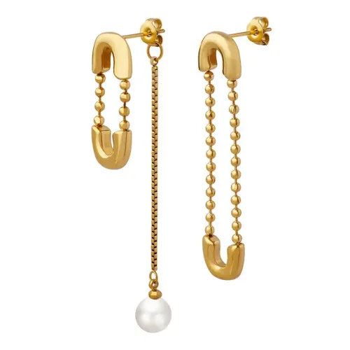 FXET181 Han asymmetric gold plating flowing Su imitation pearl pendant