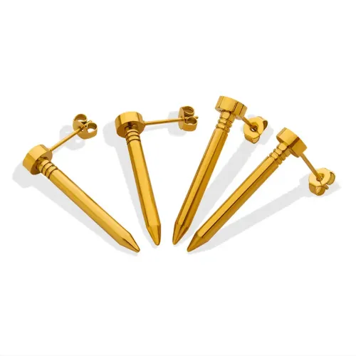 FXET557 Nail earrings jewelry plated with 18K gold hand-forged hot girl ear jewelry