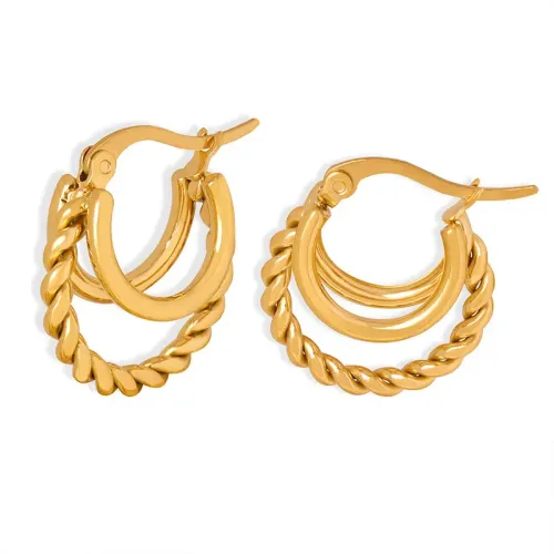 FXET263 Light surface twist chain C -shaped plated 18K gold earring earrings female