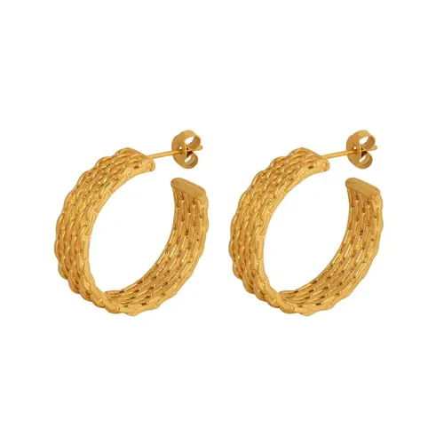 FXET329 Ear -shaped woven -shaped woven electroplating 18K gold earrings manufacturers wholesale