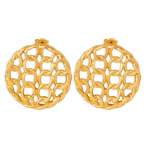 FXET295 Middle -aged cutting round woven casting fine work hand as polished Vintage earrings