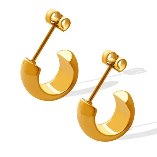FXET195 Middle European -style minimalist C -shaped earrings gold -plated ear -plated ear accessories wholesale