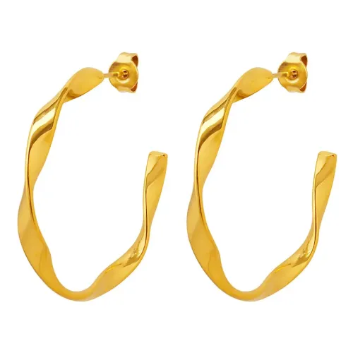 FXET221 Roman division twist line C -shaped earrings plated 18K gold ear decoration