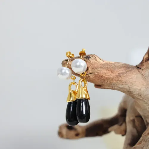 FXET212 The bottom of the water is imitated with pearl glass stone earrings