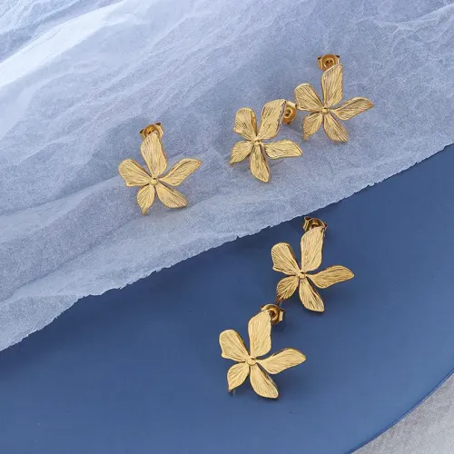 FXET288 Platform three -dimensional pressure -stitched earrings plated 18K real gold ear jewelry