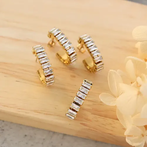 FXET96 U -shaped vermiculite full diamond earrings jewelry