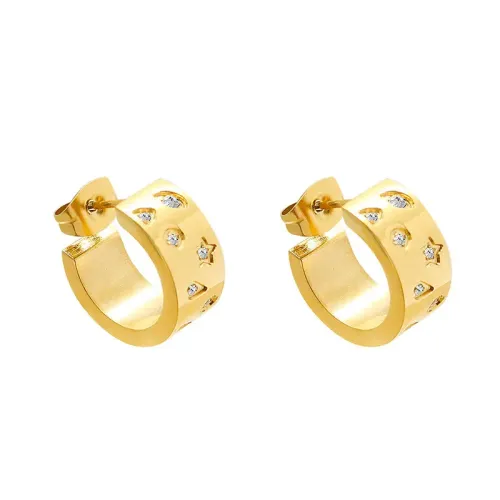 FXET503 Geometric inlaid Hao Shi C-shaped earrings plated with 18k real gold ear jewelry