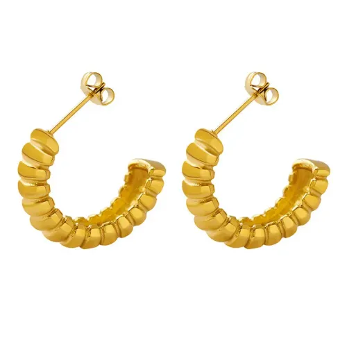 FXET650 Gold-plated earrings C-shaped threaded studs for women geometric earrings