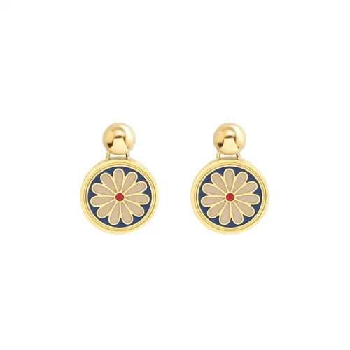 FXET524 Hong Kong style enamel ink blue small daisy flower earrings earrings earrings jewelry earrings